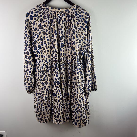 Vineyard Vines Dress XL Leopard Print Tiered Dress Long Sleeve Pullover - Picture 8 of 9